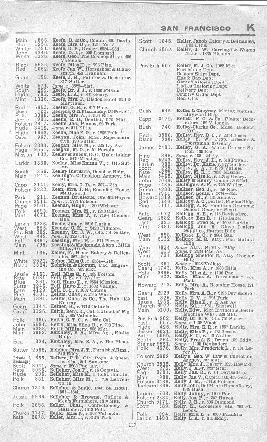 a page from the 1903 San Francisco telephone directory
