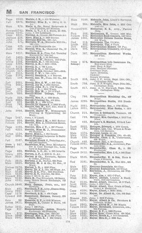 a page from the 1903 San Francisco telephone directory