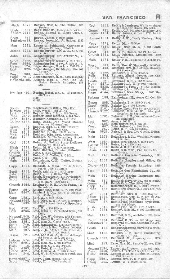 a page from the 1903 San Francisco telephone directory