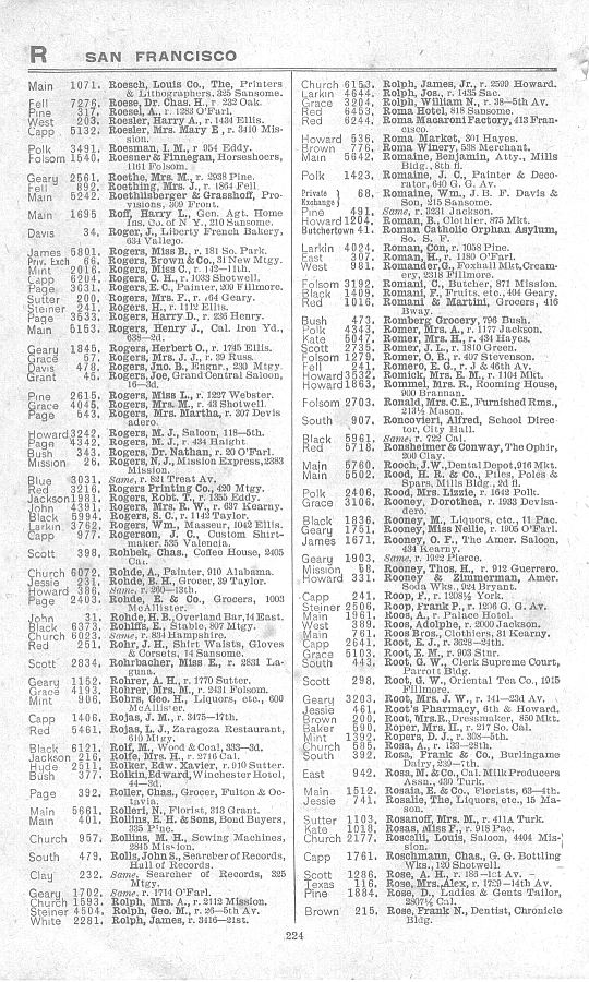 a page from the 1903 San Francisco telephone directory