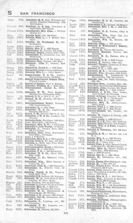a page from the 1903 San Francisco telephone directory