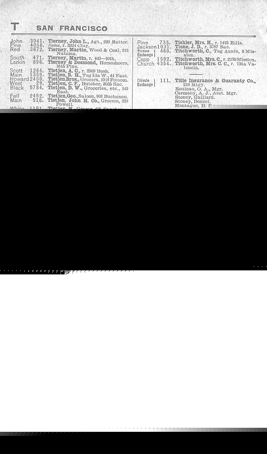 a page from the 1903 San Francisco telephone directory