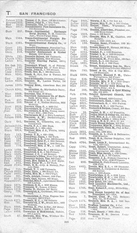 a page from the 1903 San Francisco telephone directory