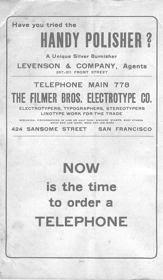 a page from the 1903 San Francisco telephone directory