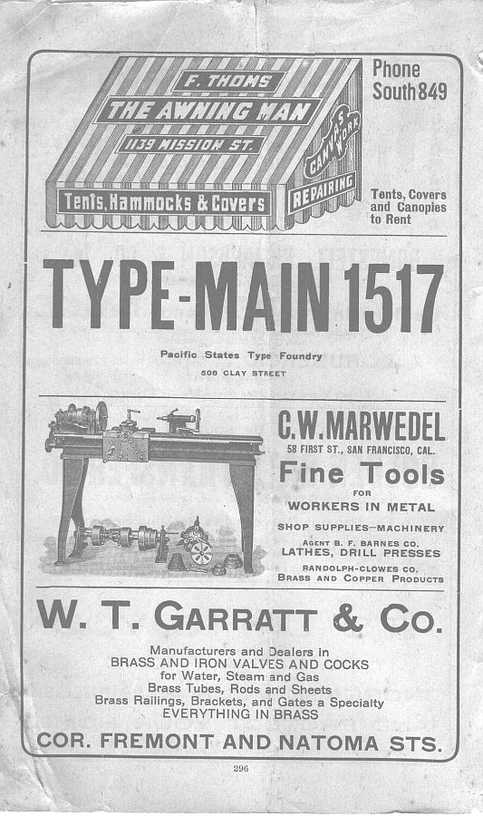 a page from the 1903 San Francisco telephone directory