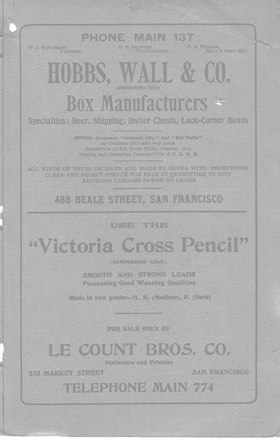 a page from the 1903 San Francisco telephone directory